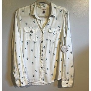 So Authentic American Heritage Women's Top Button Up Cactus 🌵 Print Size S New